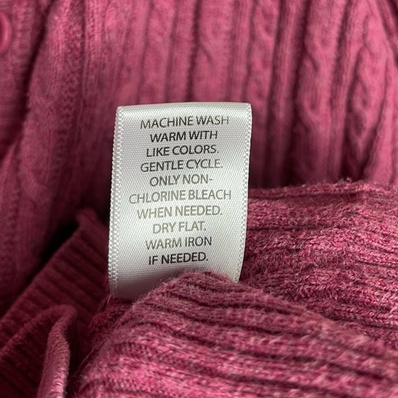 Sonoma Medium Vintage Grandma Cardigan Cotton Ribbed Cable Knit Pink Grannycore - Picture 5 of 8